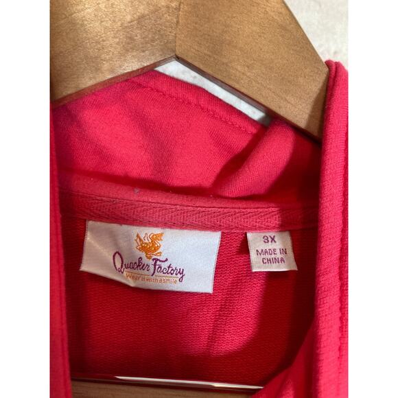 Quacker Factory Jacket Womens 3X Rhinestone Beaded Full Zip Front Hot Pink Plus - Picture 2 of 15